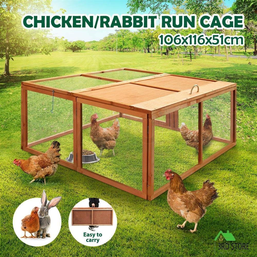 Petscene Foldable Wooden Chicken Coop Cage Backyard Rabbit Hutch