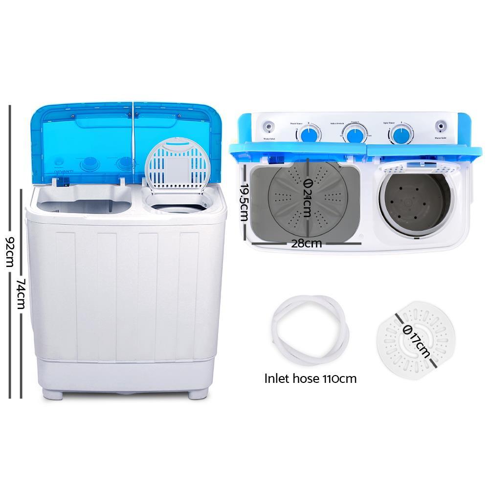 RETURNs Devanti 5KG Portable Washing Machine Twin Tub Top Loader
