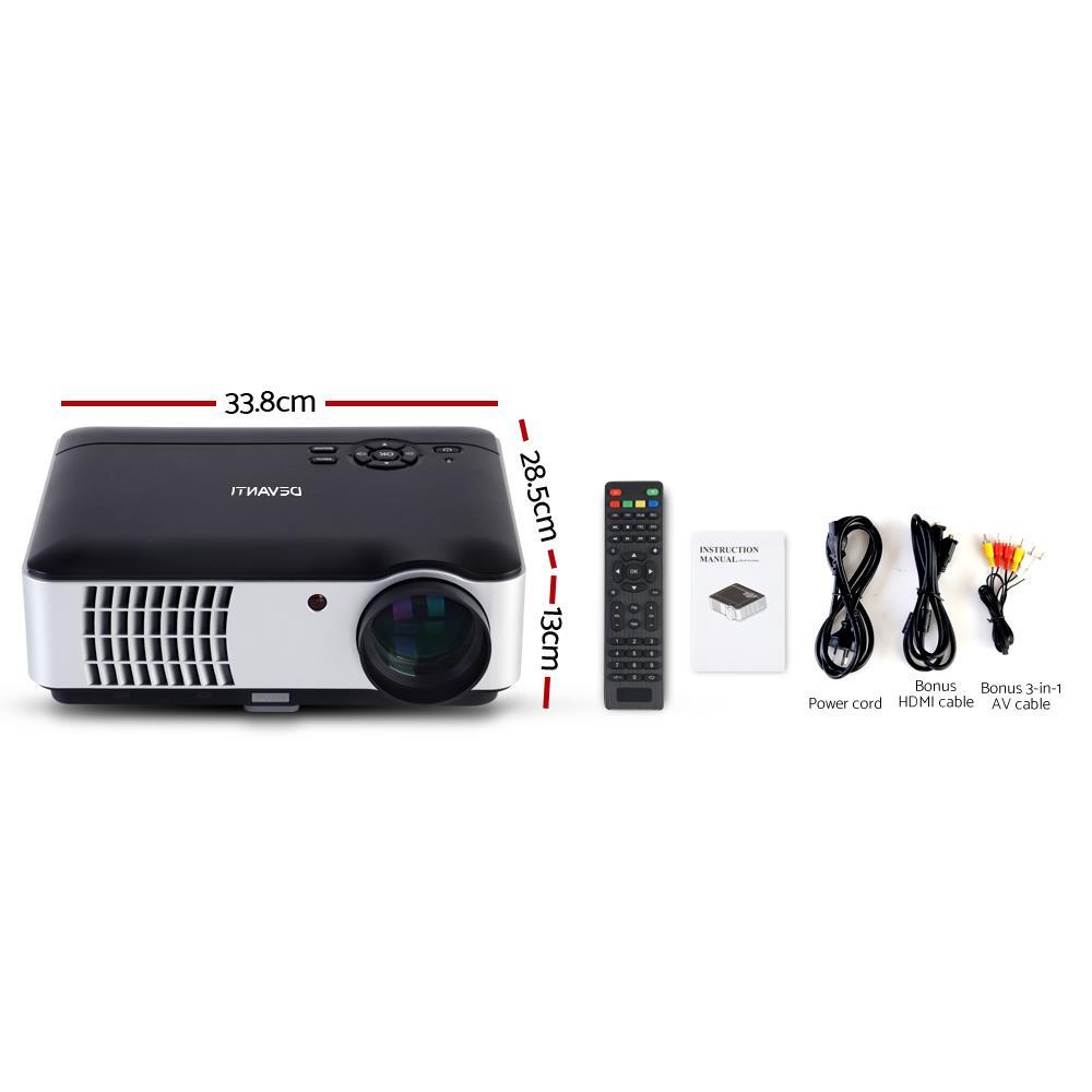 Devanti Mini Video Projector Portable WiFi Bluetooth HD 1080P 2800
