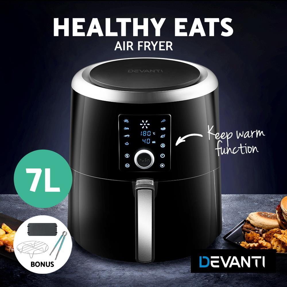 Devanti Air Fryer w/ Accessories Airfryer Fryers 7L Oil Free Cooker