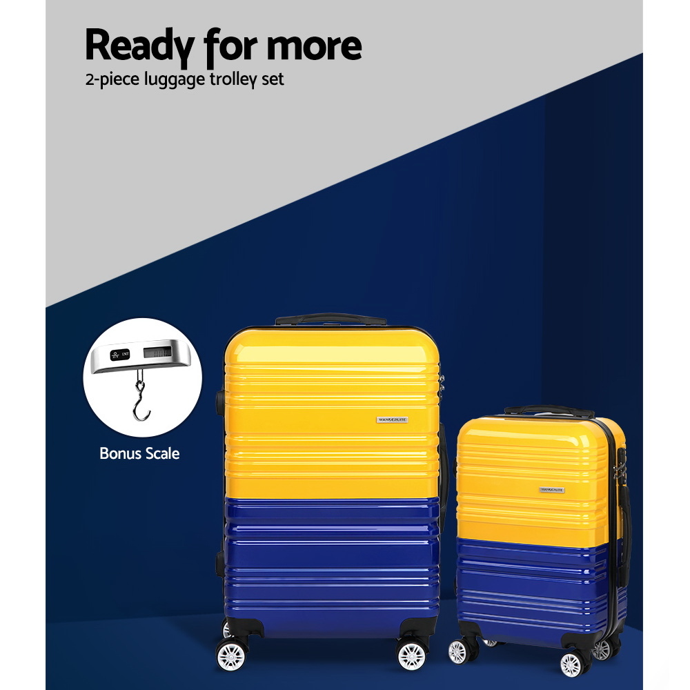 Wanderlite 2pc Luggage Sets Yellow Suitcase Set TSA Hard Case Lightweight