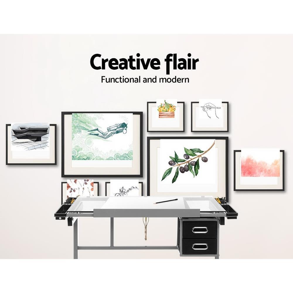 Artiss Drawing Desk Drafting Table Craft Adjustable Glass Art Tilt