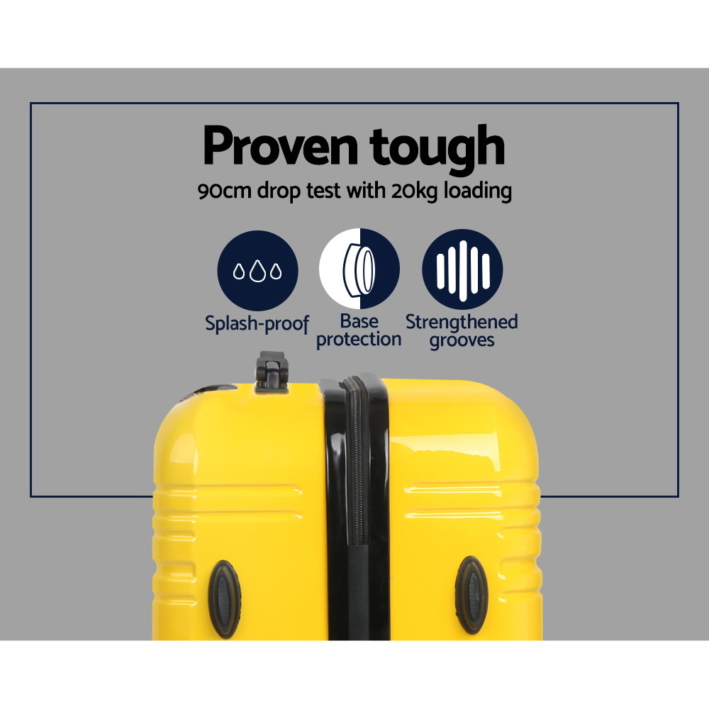 Wanderlite 2pc Luggage Sets Yellow Suitcase Set TSA Hard Case Lightweight