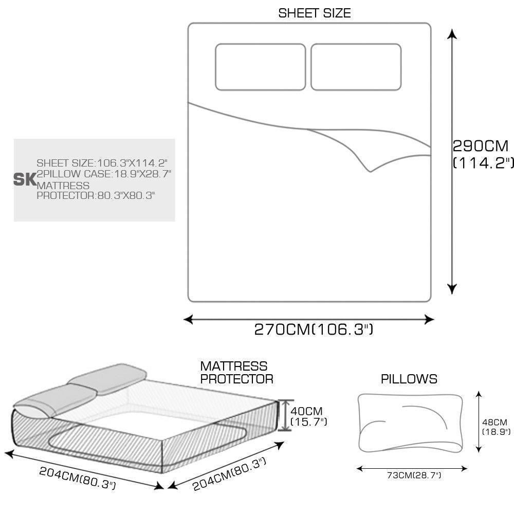 DreamZ 4 Pcs Flat Fitted Bed Sheet Set in King Size in Seaspray Colour