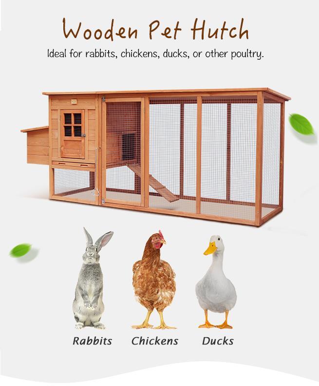 Petscene 250cm Chicken Coop Rabbit Hutch Walk in Chicken House w/ Extra