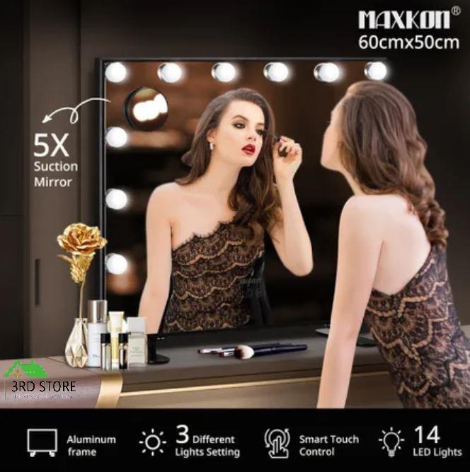 Maxkon Hollywood Makeup Mirror 14 LED Light Bulbs Vanity Touch Control Black