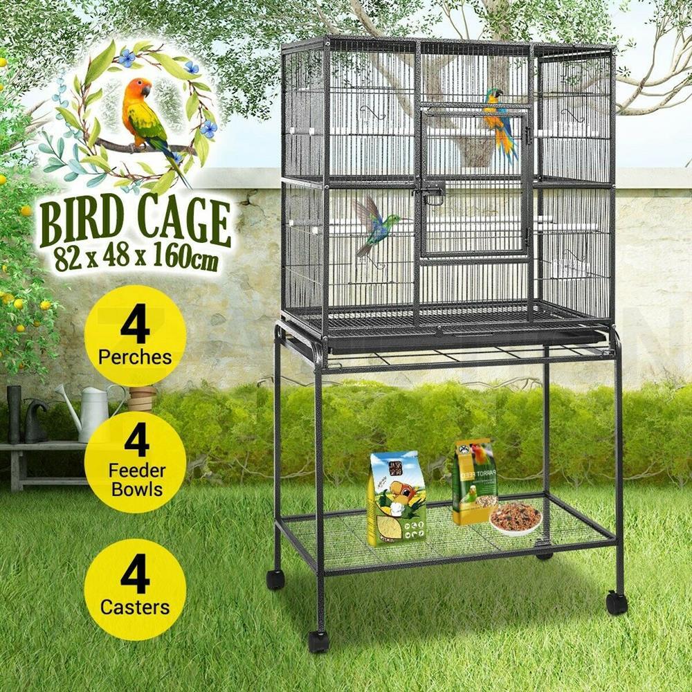 Petscene Wrought Iron Flight Bird Cage Large Size Wheeled Parrot Aviary ... - Sought Wheeled Unique Macaw Aviary
