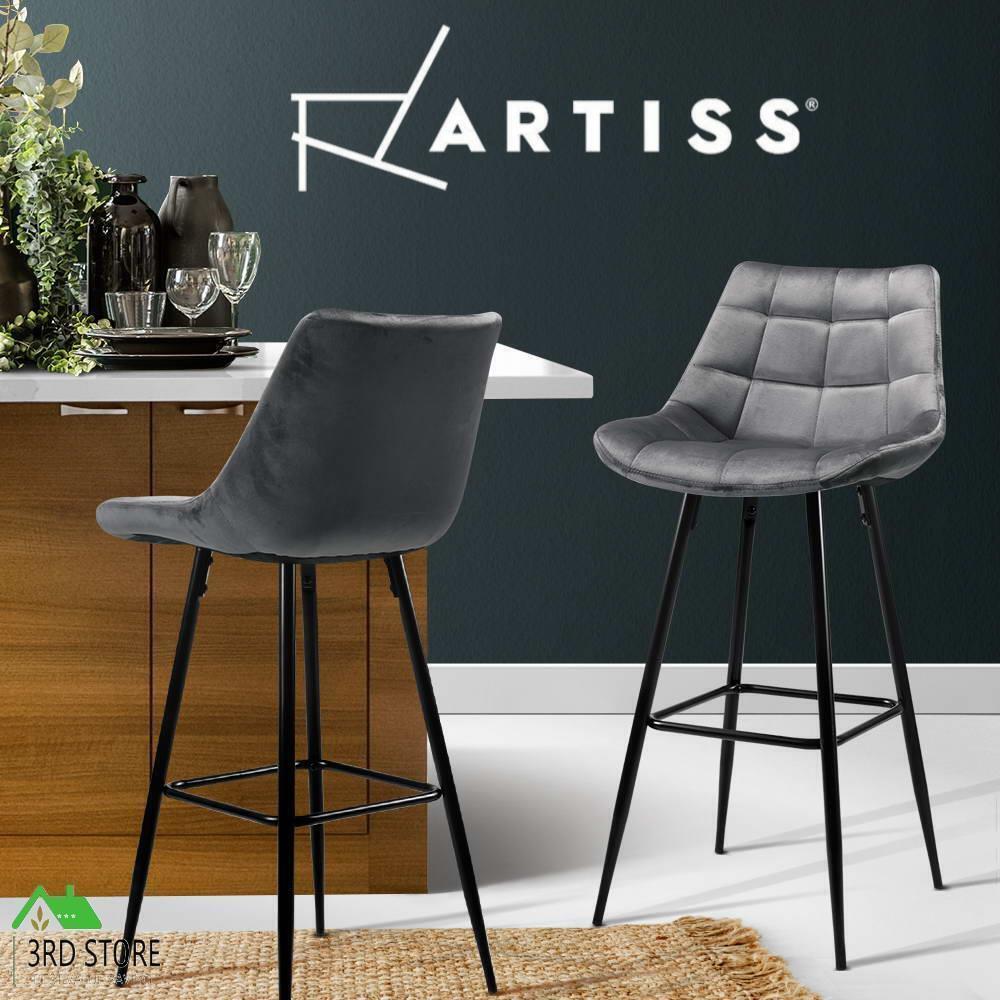 Artiss Kitchen Bar Stools Velvet Bar Stool Counter Chairs Metal