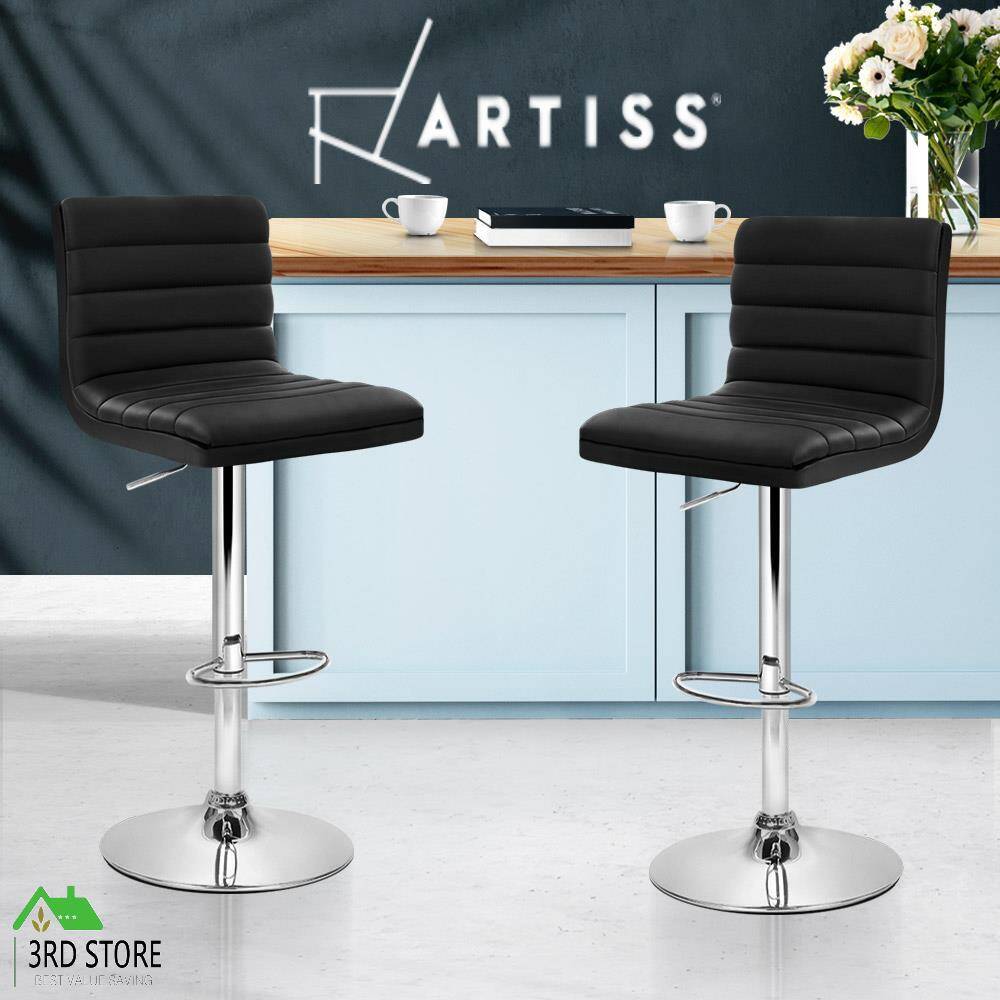 Artiss 2 x Gas Lift Bar Stools Swivel Bar Stool Kitchen Chairs Leather