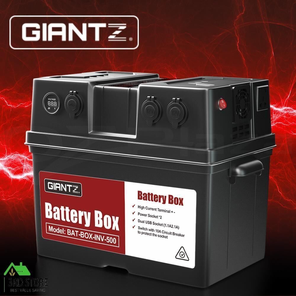Giantz Battery Box 500W Inverter Deep Cycle Battery Portable Caravan