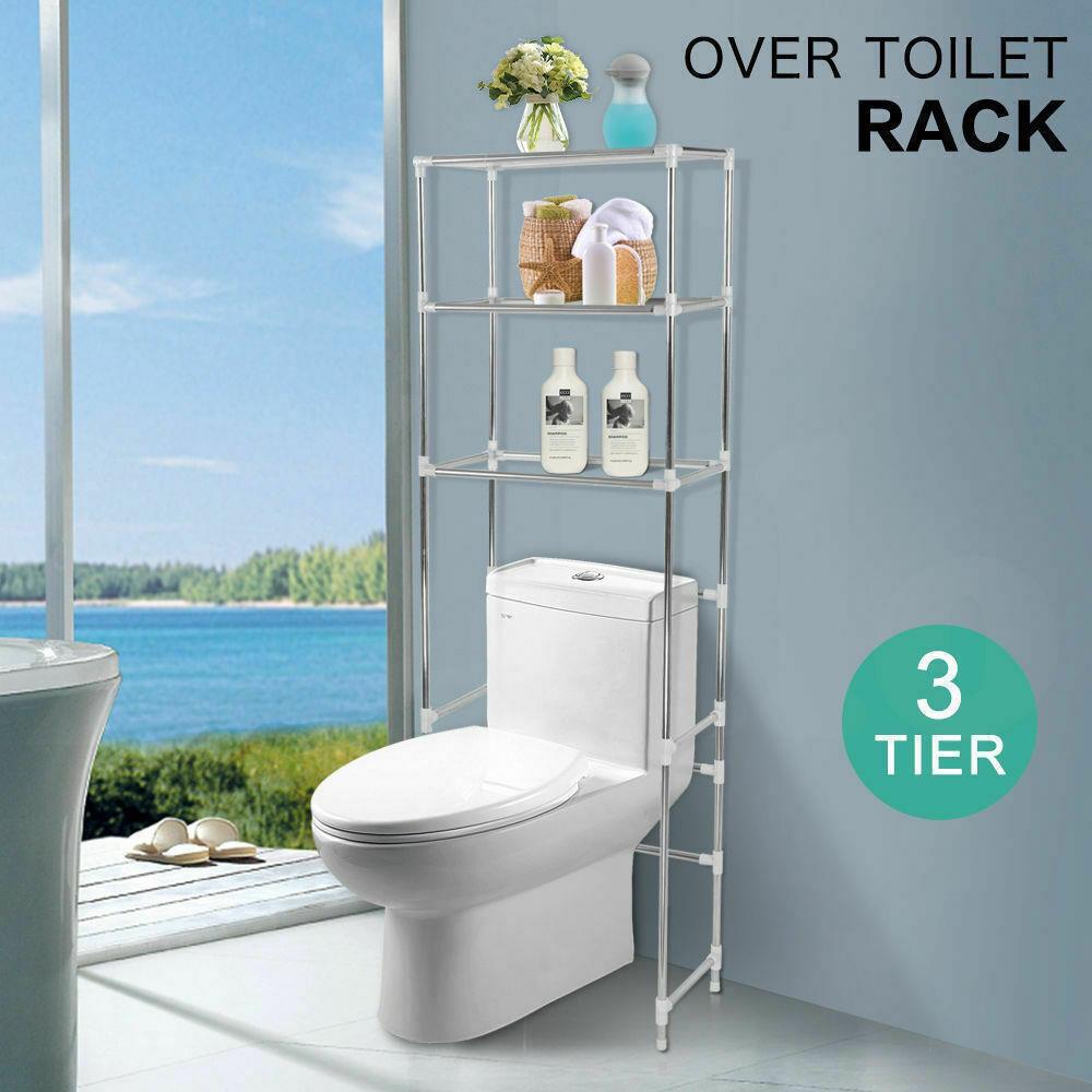 3 Tier Stainless Steel Storage Rack Over Toilet Shelf Unit Organizer