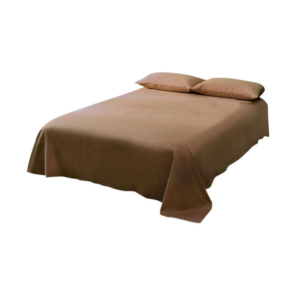 DreamZ 4 Pcs Flat Fitted Bed Sheet Set in King Size in Coffee Colour