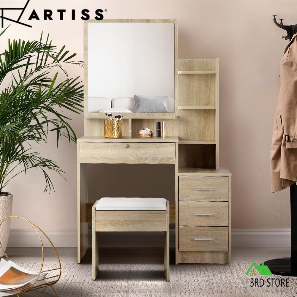 Artiss Dressing Table Mirror Stool Set Vanity Makeup Desk Organizer