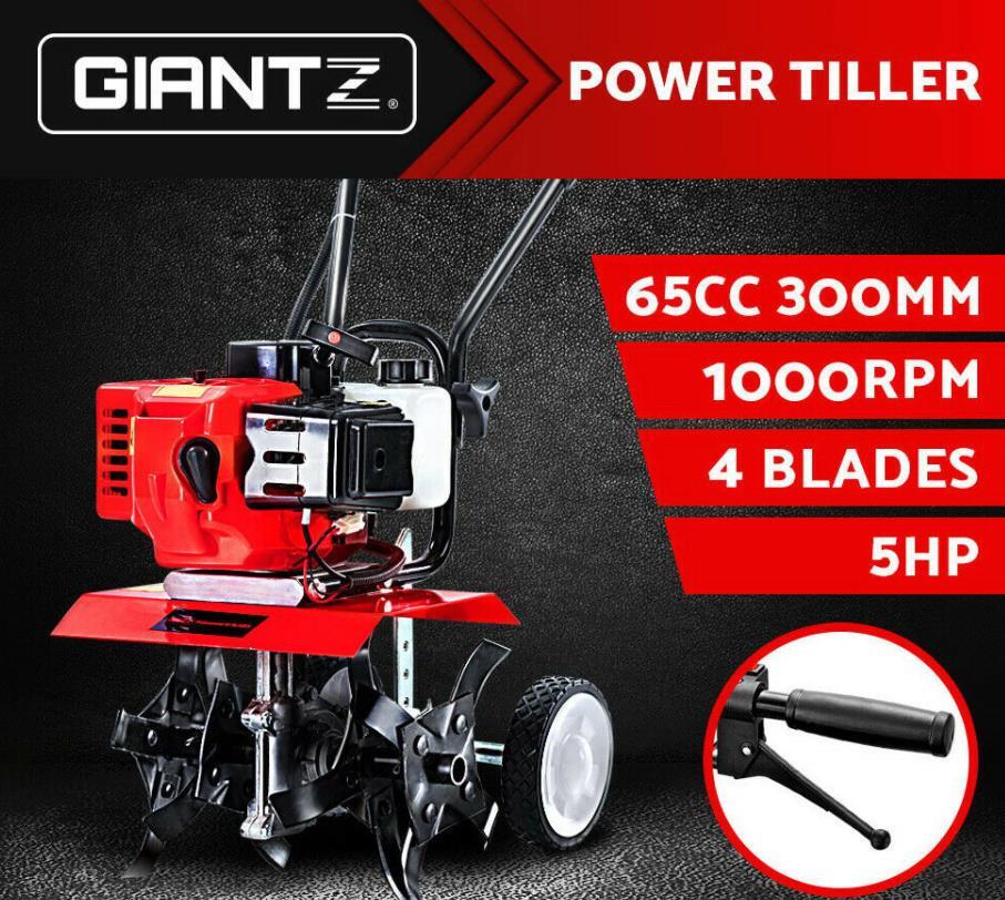Giantz 65CC Garden Cultivator Petrol Tiller Rotary 4 Blades Rototiller