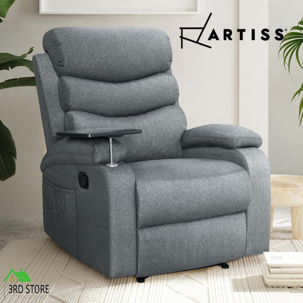 Artiss Recliner Armchair Grey Fabric Bolivia
