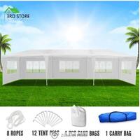 3x9m White Walled Waterproof Outdoor Marquee Gazebo Party Wedding Tent Canopy