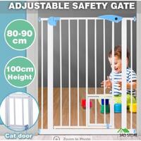 100cm Tall Baby Safety Security Gate Adjustable Pet Dog Stair Barrier Cat Door