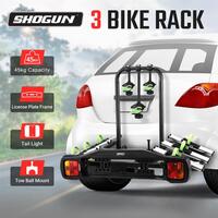 3 Bike Bicycle Carrier Car Rear Rack Holder Towball Mount Platform Steel w/ Lock