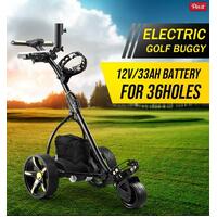 RETURNs Electric Golf Trolley Golf Buggy Foldable Push 3 Wheel Automatic LED Cart Black