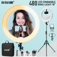 RETURNs 18" LED Ring Light 5500K Dimmable Diva Studio Make Up Photo Lamp w/ Holder Stand