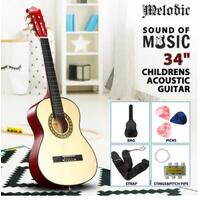 Melodic 34inch Kids Acoustic Guitar 6 Strings Tuner Cutaway Wooden Kids Gift Nat
