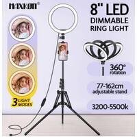 8" LED Ring Light Dimmable Lighting Kit Tripod Stand Selfie Live Lamp Holder
