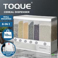 TOQUE Grain Container Cereal Dispenser 10kg Dry Food Rice Flour Storage Box Wall