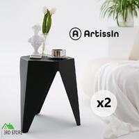 ArtissIn 2x Puzzle Stool Plastic Stacking Stools Side Table Indoor Outdoor Black
