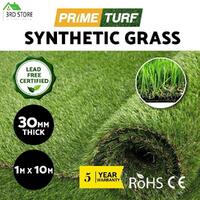 Primeturf Synthetic Artificial Grass Fake Lawn 0.95mx10m Turf Plastic Plant 30mm