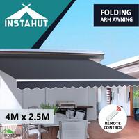 Instahut 4 X 2.5M Retractable Folding Arm Awning Motorised Remote Outdoor Awning