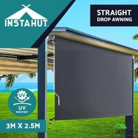 Instahut Outdoor Blinds Roll Down Awning Retractable Straight Drop Patio3.0X2.5M