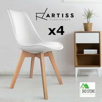 Artiss Padded Retro Replica DSW Dining Chairs Chair Kitchen White x4