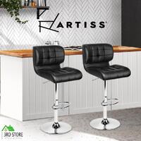 Artiss 2x Bar Stools Leather Chrome Kitchen Bar Stool Chairs Gas Lift Black
