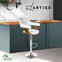 Artiss Wooden Bar Stools SELINA Kitchen Swivel Bar Stool Chairs Leather White