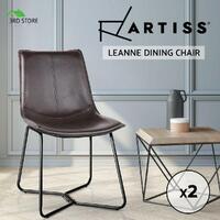 Artiss 2x Retro Vintage Chair Dining Chairs Rustic DSW Leather Walnut