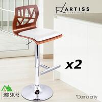 Artiss 2 X Wooden Bar Stools Bar Stool Kitchen Chair Dining Pad Gas Lift White
