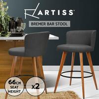 Artiss 2x Wooden Bar Stools Modern Bar Stool Kitchen Dining Chairs Cafe Charcoal