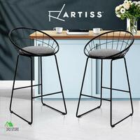 Artiss 2x Nordic Bar Stools Metallic Bar Stool Kitchen Chairs Fabric Grey Black