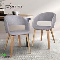 Artiss 2x EVA Dining Chairs Bentwood Wooden Chair Kitchen Cafe Fabric Light Grey