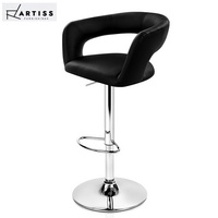 Artiss 2x Bar Stools Kitchen Swivel Bar Stool Leather Chairs Gas Lift Black