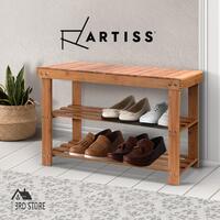 Artiss 3 Tier Shoe Rack Bamboo Wooden Storage Shelf Stand Bench Cabinet Organize