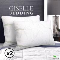Giselle Bedding Bamboo Pillow Memory Foam Pillows Contour Twin Pack Soft Hotel