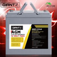 Giantz AGM Deep Cycle Battery 12V 75Ah Marine Sealed Power Portable Box Solar