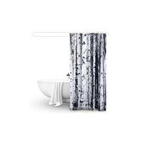 180x180CM Birch Print Waterproof Bathroom Shower Curtain with 12 Hooks