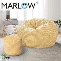 Marlow Bean Bag Chair Cover Home Game Seat Lazy Sofa Cover Large With Foot Stool