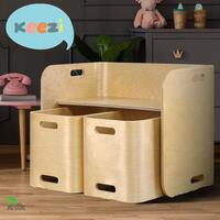 Keezi Kids Table and Chairs Set 3 PCS Children Activity Play Toy Storage Desk