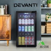 RETURNs Devanti Bar Fridge Glass Door Mini Freezer Fridges Countertop 98L Beverage Home