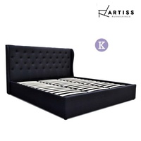 Artiss Bed Frame King Size Gas Lift Base With Storage Mattress Fabric - Charcoal