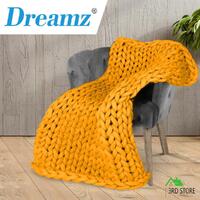 Dreamz Knitted Weighted Blanket Chunky Bulky Knit Throw Blanket 3KG Yellow