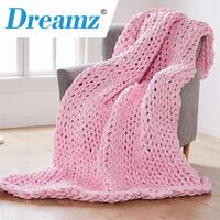 DreamZ Knitted Weighted Blanket Chunky Bulky Knit Throw Blanket 9KG Pink